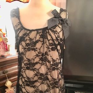Black lace top with a cute bow - only worn once